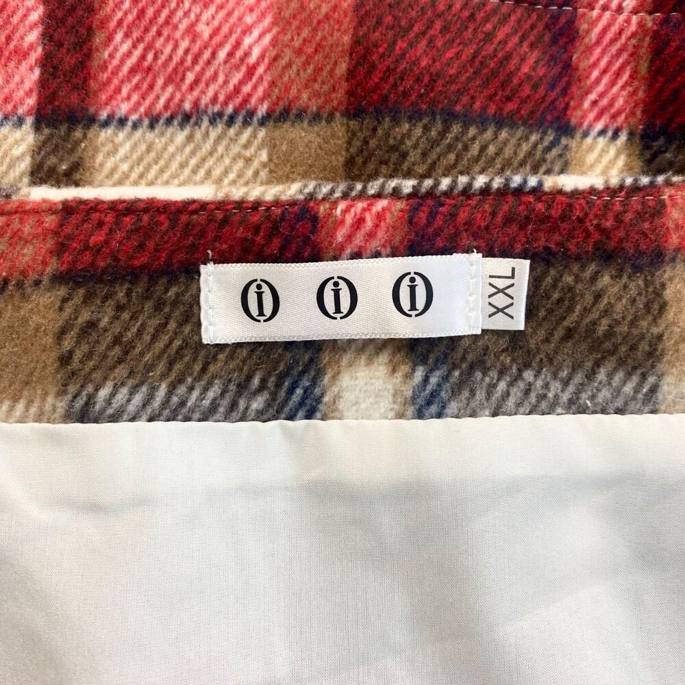 NWT (i) Plus Size 2XL XXL Red Cream Plaid Zipper Fly Tweed Mini Skirt Wool Blend - Picture 5 of 7